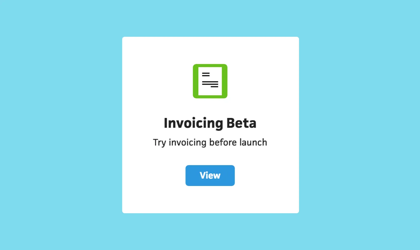 Enabling the invoicing beta under Add-ons