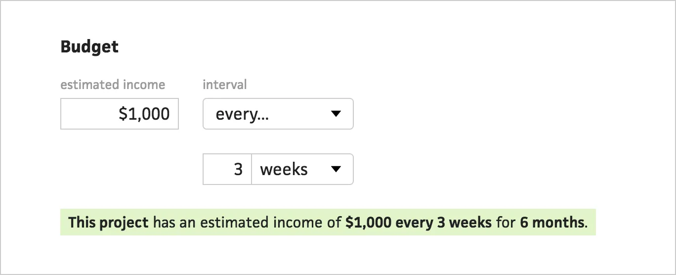 Custom interval option with the retainer schedule shown as a readable sentence