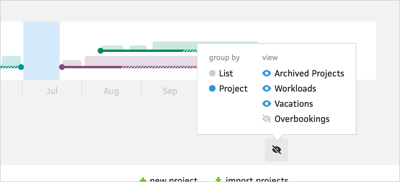 Schedule view settings with the option to hide overbooking highlights