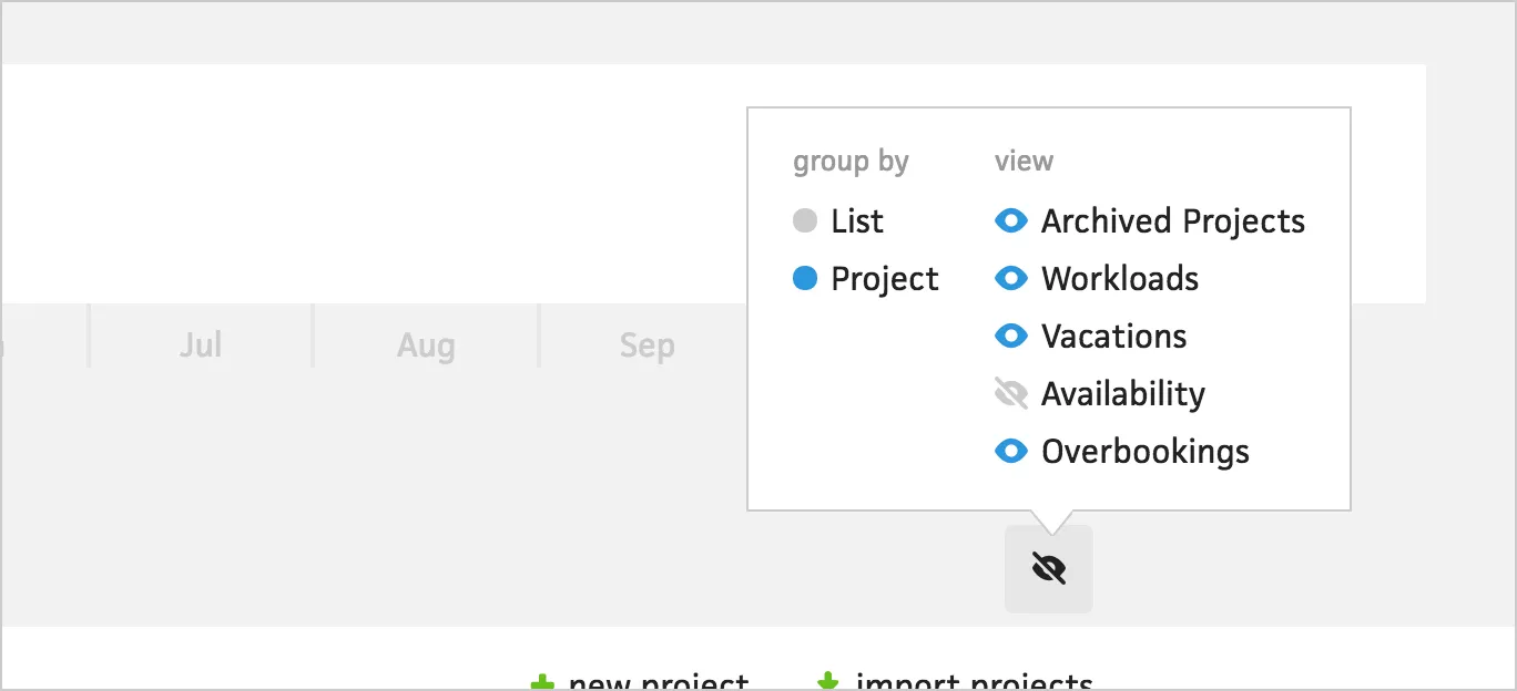 Schedule view settings with the option to hide availability