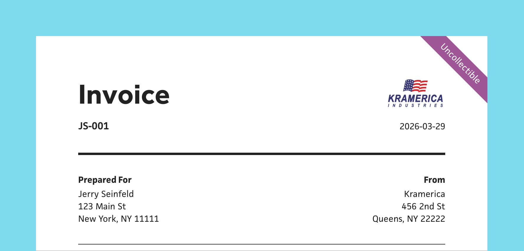 Uncollectible invoices