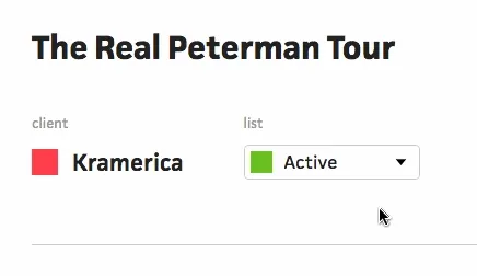 Dropdown menu to move a project between lists without editing