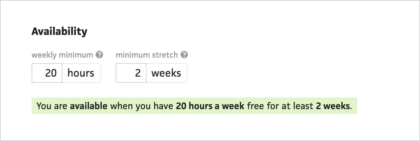 Weekly Minimum and Minimum Stretch preferences for availability