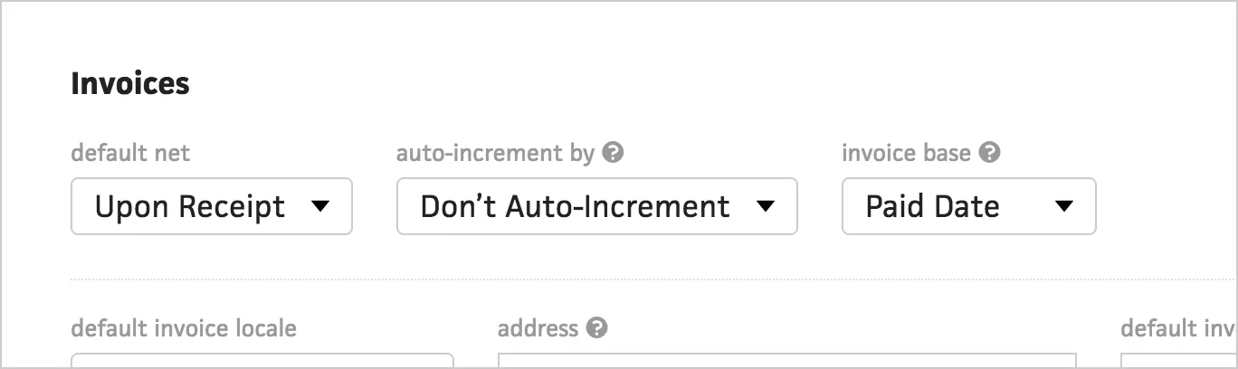 Preferences setting for auto-incrementing invoices